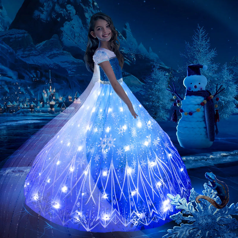 Vestido Da frozen Com Luzes de Led - Memórias Inesquecíveis da Infância