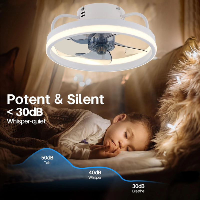 Ventilador de teto com lâmpada - controle remoto luz inteligente e silencioso