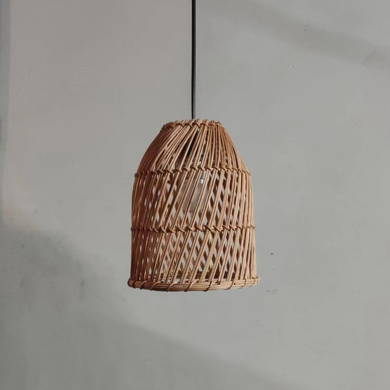 Candeeiro Lustre de Tecelagem de Bambu Clássico Feito à Mão