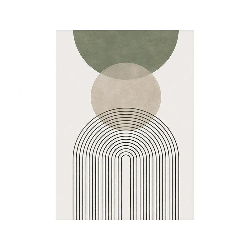Quadros Decorativos Nórdicos Verde Sálvia | Arte Botânica e Geométrica Abstrata em Tela