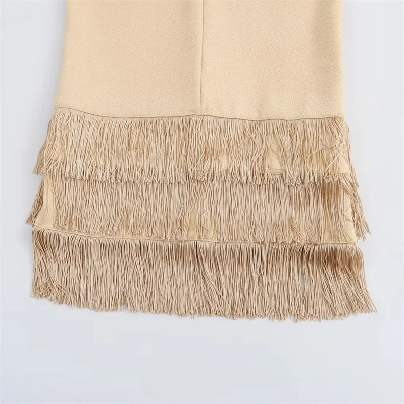 Vestido Feminino Elegante com Franjas