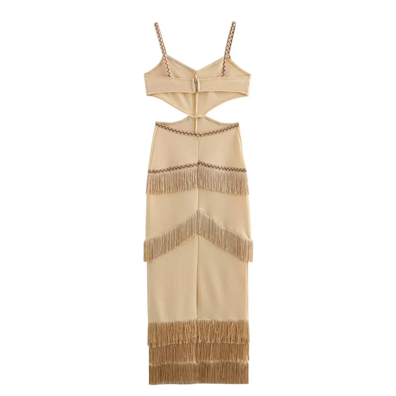 Vestido Feminino Elegante com Franjas