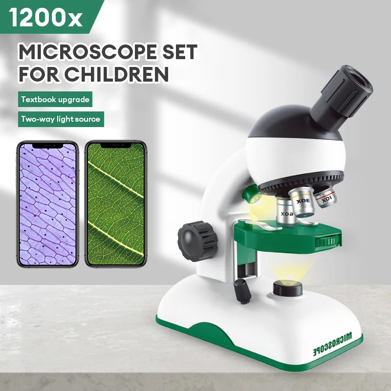 Microscópio óptico infantil - kit educacional científico experimento prático 1200X