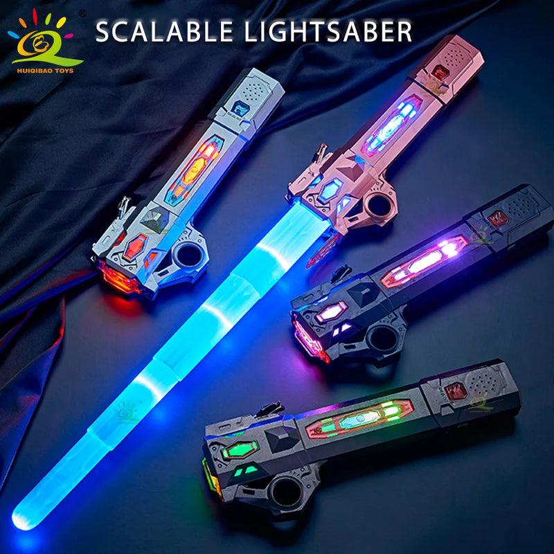 Sabre de luz retrátil, espada laser giratória com flash luminoso