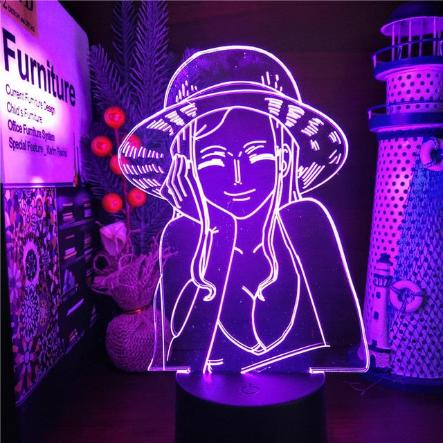 Lâmpada Led One Piece, Luffy  3d led nigh