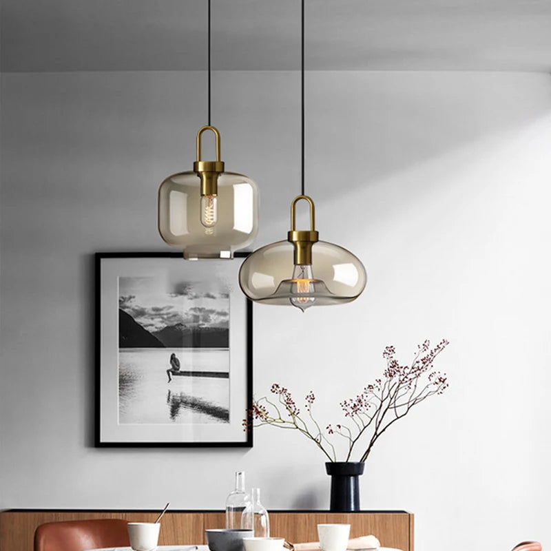 Luminária Pendente de Vidro Nórdico | Lustre Moderno