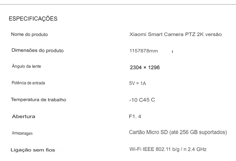 Câmera de Segurança Xiaomi / Dispositivo Inteligente de Monitoramento