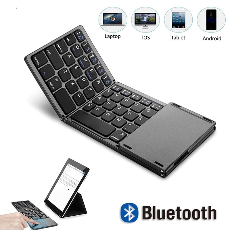 Mini teclado bluetooth,fechamento dobrável sem fio (Teclado para ios android windows ipad tablet)