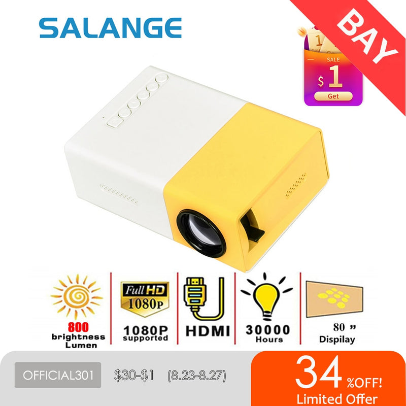 Projetor Salange YG300 Pro LED 800 lumens 3,5 mm Áudio 320x240 pixels Mini projetor HDMI USB (Projetor  doméstico)