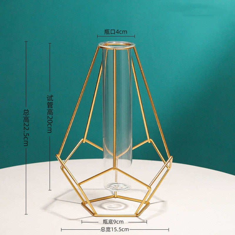 Suporte para flores simples nórdico com moldura de ferro (Vaso para decoração simples)