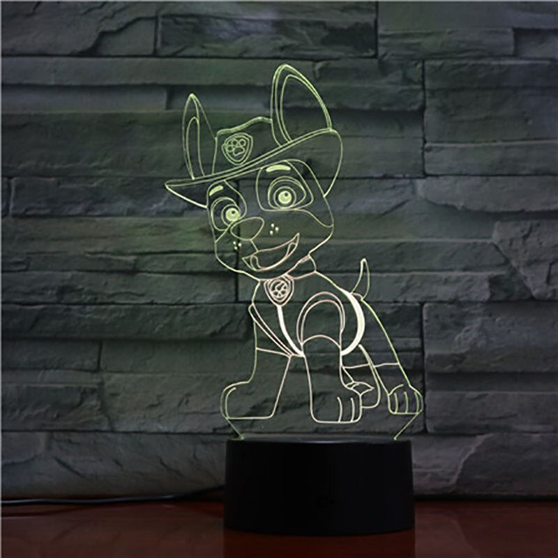 Lâmpada  abajur da Patrulha Canina( Várias cores,3D LED Night)
