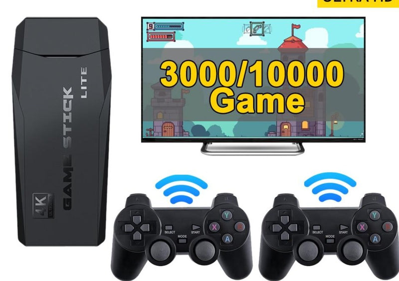 Video Game Console 4K HD Display /Wireless / TV Projector  classic Retro 64GB 10000 Jogos(Controlador duplo de jogos)