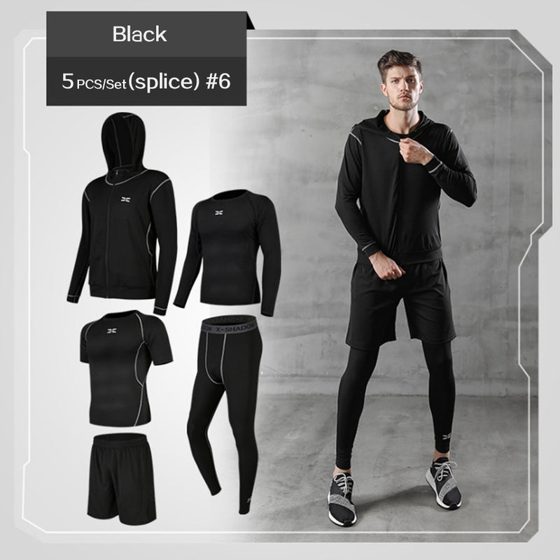 Conjunto masculino para ginástica com compressão esportiva