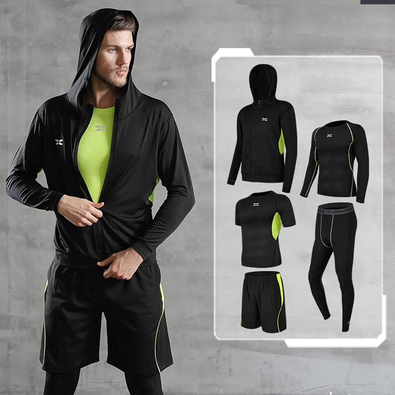 Conjunto masculino para ginástica com compressão esportiva