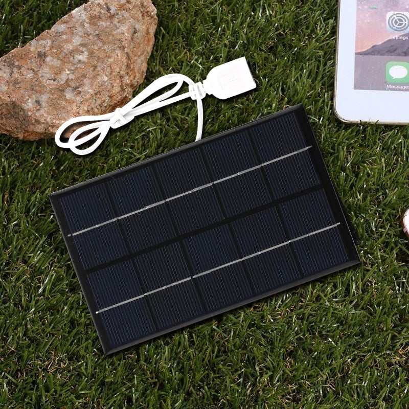 Painel Solar USB 5W 5V Portátil(Carregador Rápido de Polissilício para viagens)