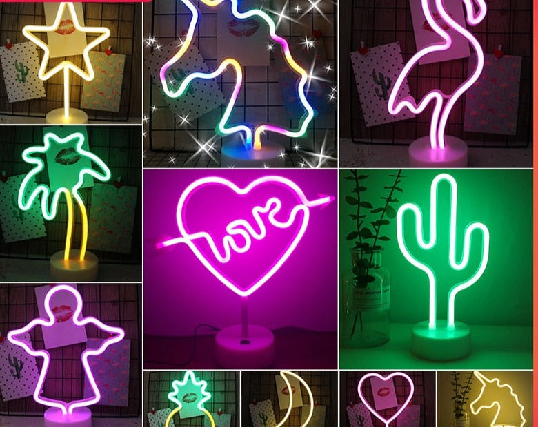 Abajour LED USB Neon,decoração criativa (Vários temas, unicórnio, cacto,lua...)