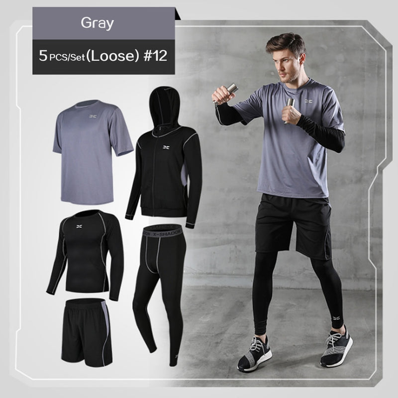 Conjunto masculino para ginástica com compressão esportiva