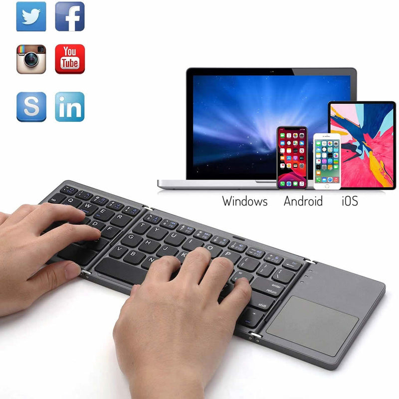 Mini teclado bluetooth,fechamento dobrável sem fio (Teclado para ios android windows ipad tablet)