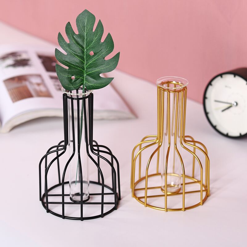 Suporte para flores simples nórdico com moldura de ferro (Vaso para decoração simples)