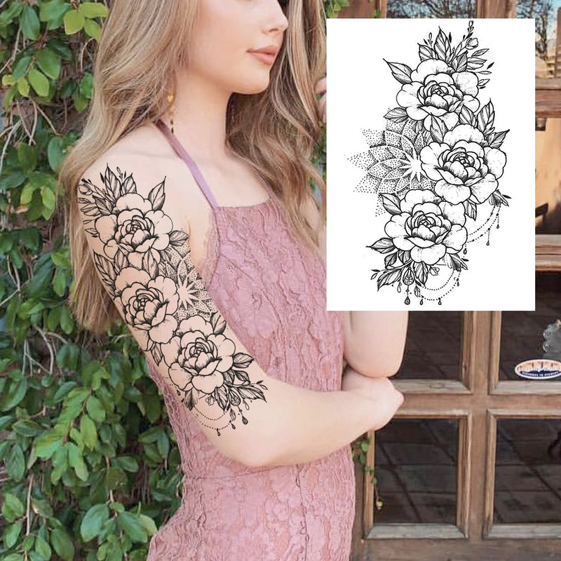 Tatuagens temporária de flores (Pintura de arte corporal sexy /Tatuagens de pernas e braço  / Tatuagem realista vários estilos,adesivo )