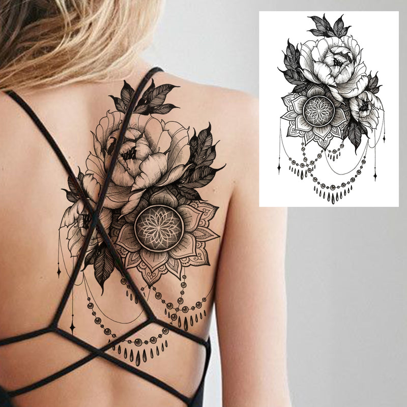 Tatuagens temporária de flores (Pintura de arte corporal sexy /Tatuagens de pernas e braço  / Tatuagem realista vários estilos,adesivo )