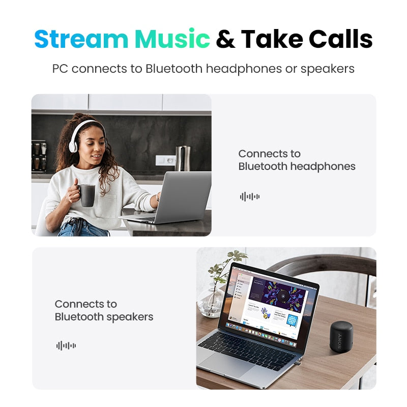 Bluetooth 5.0 Adap 4.0 para PC Alto-falante Mouse Sem Fio Música Receptor de Áudio Transmissor aptx