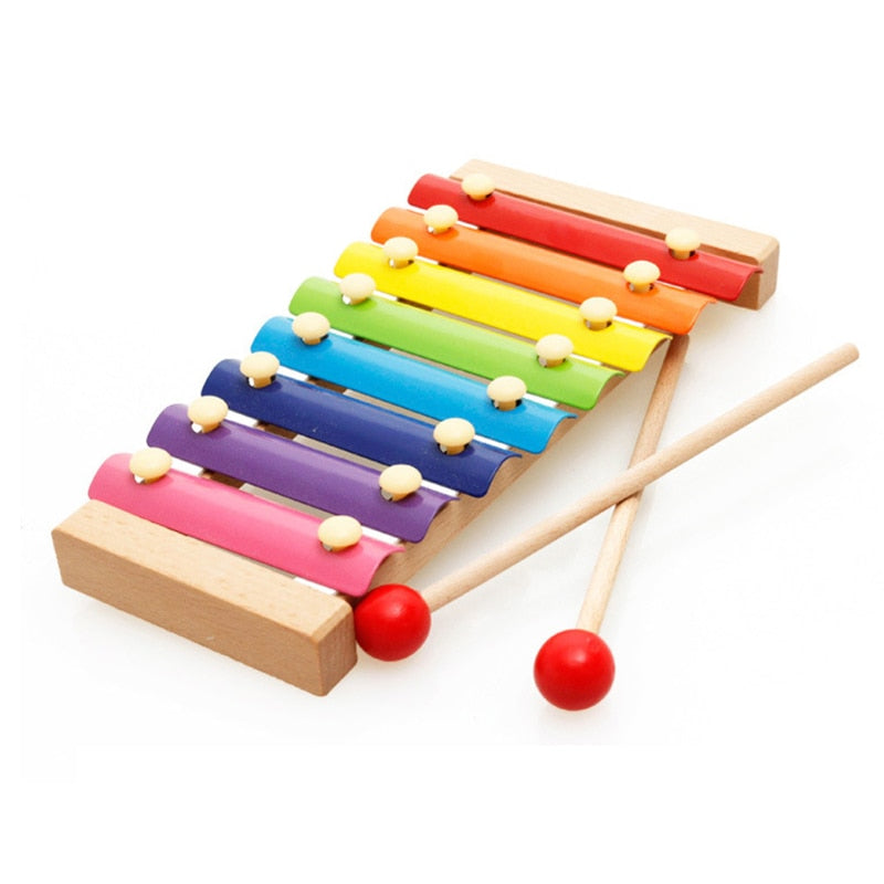 Xilofone Montessori Brinquedo Educacional de Madeira de Oito Notas Musicais