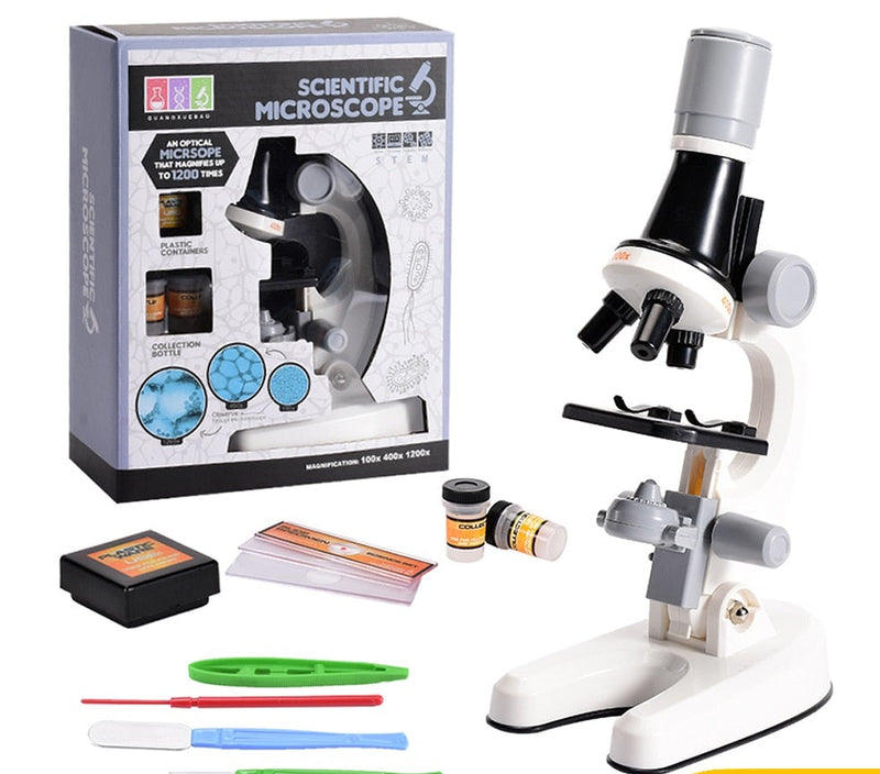 Kit de Microscópio cintífico LED 1200x(Laboratório de biologia  em casa ou em qualquer lugar /Incentive o lado cientista do seu filho)