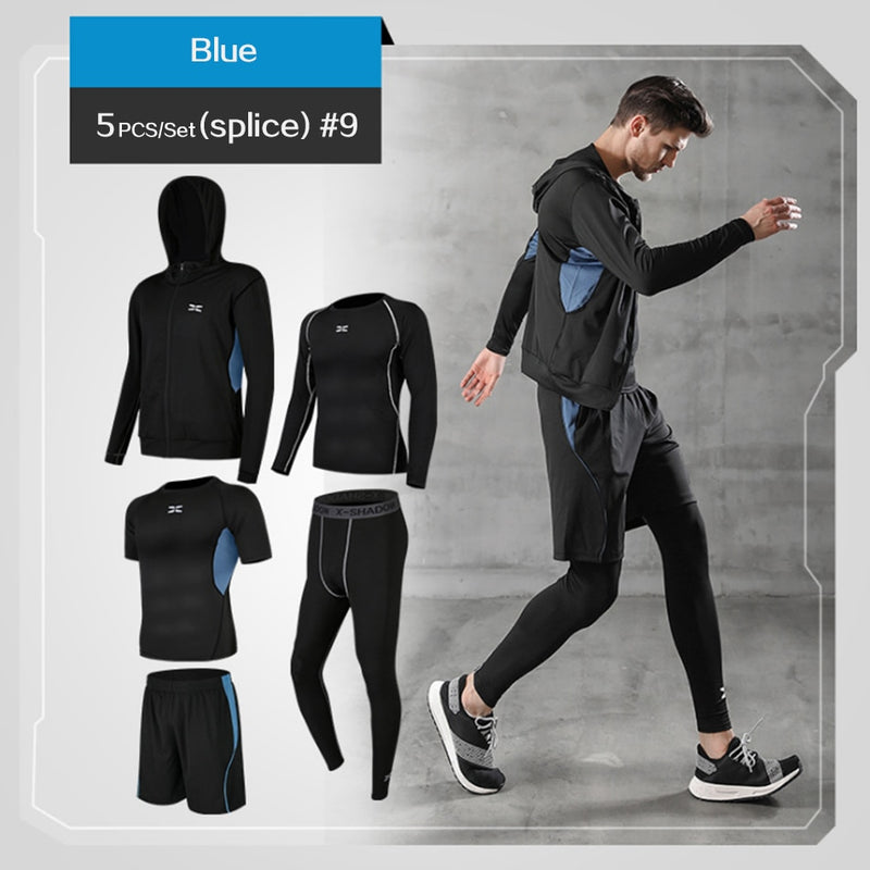 Conjunto masculino para ginástica com compressão esportiva