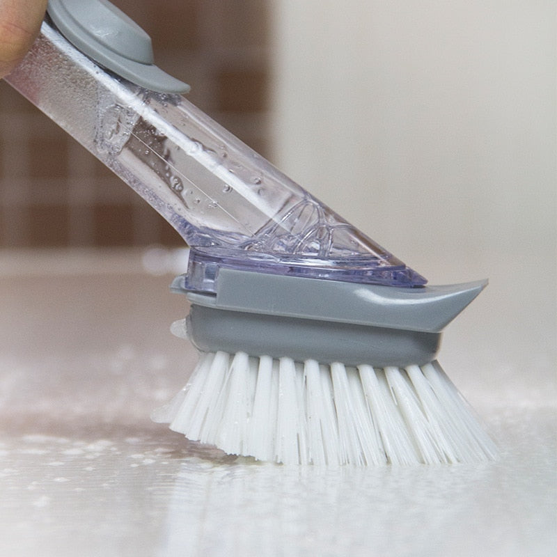 Escova de limpeza para cozinha 2 em 1 (Acabe com as mãos engorduradas na hora de lavar louça)