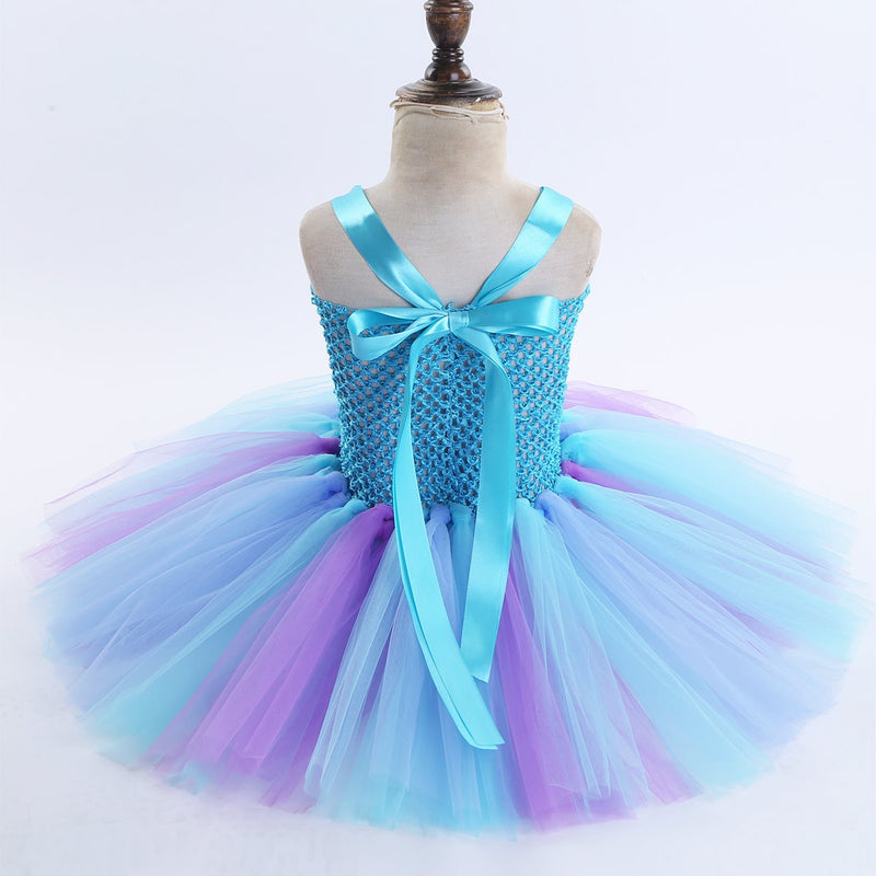 Vestido princesa sereia sem mangas flor 3D, conjunto de aro de cabelo( Ideal para aniversários , carnaval, festa temáticas infantis)