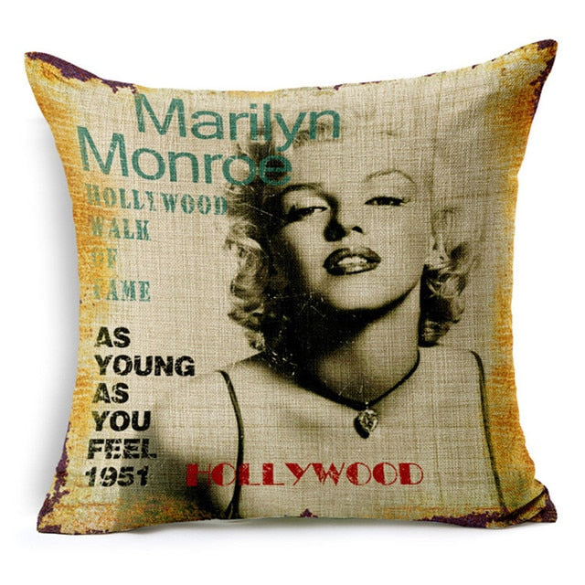 Capa de almofada, Marylin Moroe, capa vintage para sofá pop art