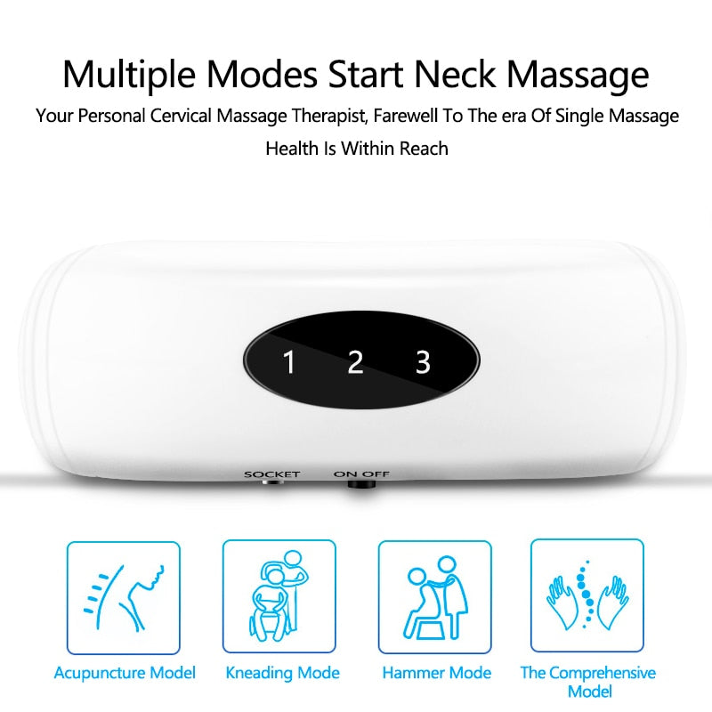 Massageador elétrico de pescoço e pulsação 6 modos de controle
