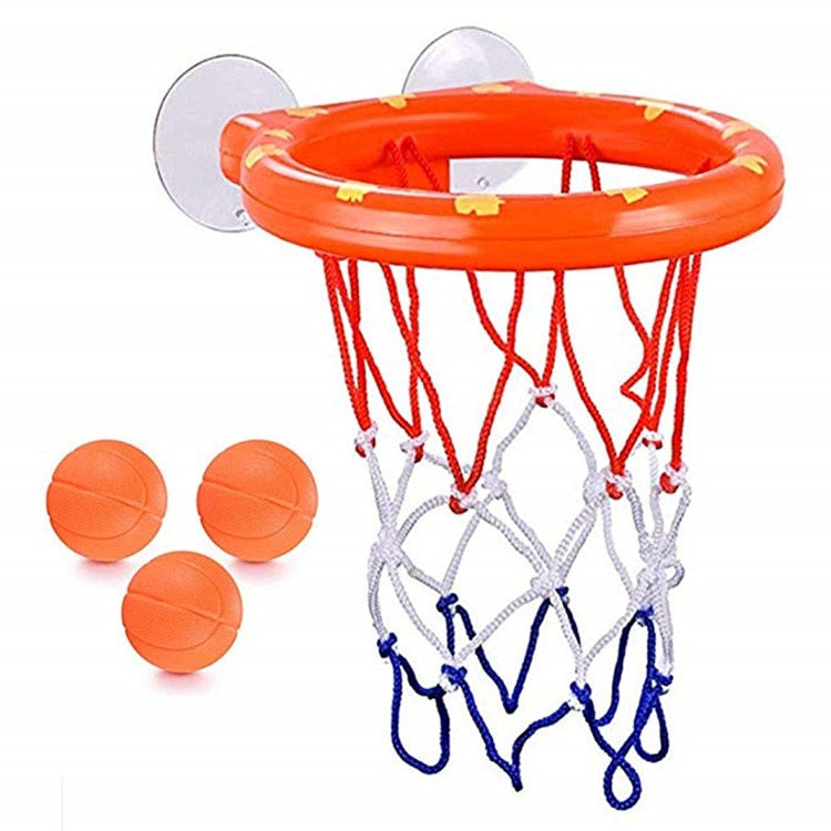 Cesta de basquete, com, 3 bolas, sapo que flutua, patinhos  ( Hora do banho mais divertida)