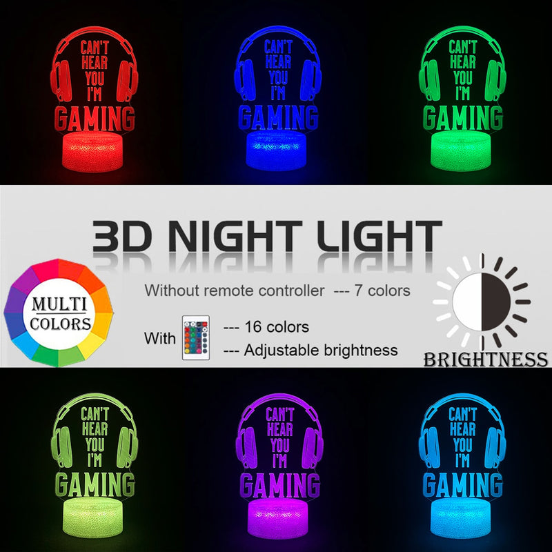 Lâmpada noturna 3D Gamer ( Vários temas)