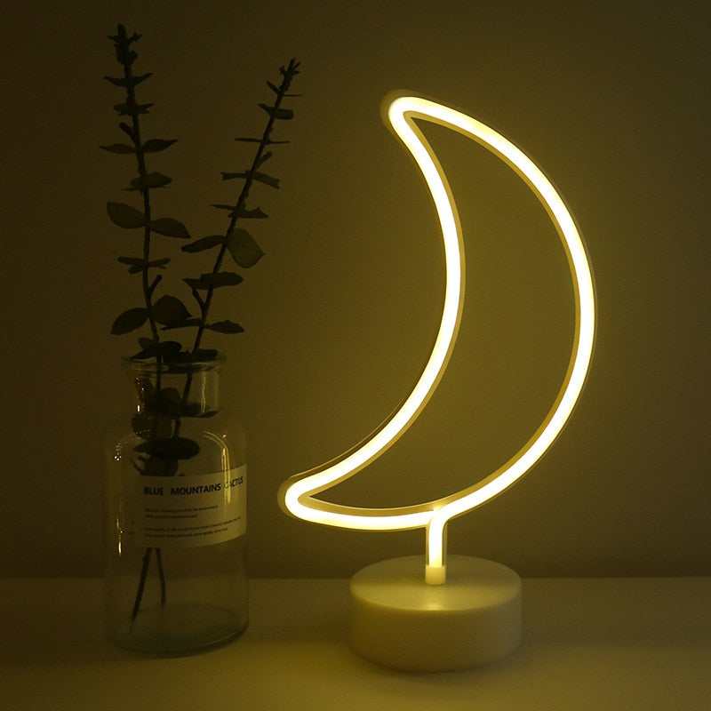 Abajour LED USB Neon,decoração criativa (Vários temas, unicórnio, cacto,lua...)