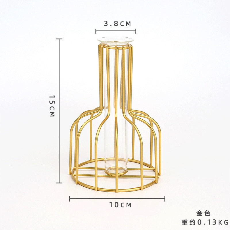 Suporte para flores simples nórdico com moldura de ferro (Vaso para decoração simples)