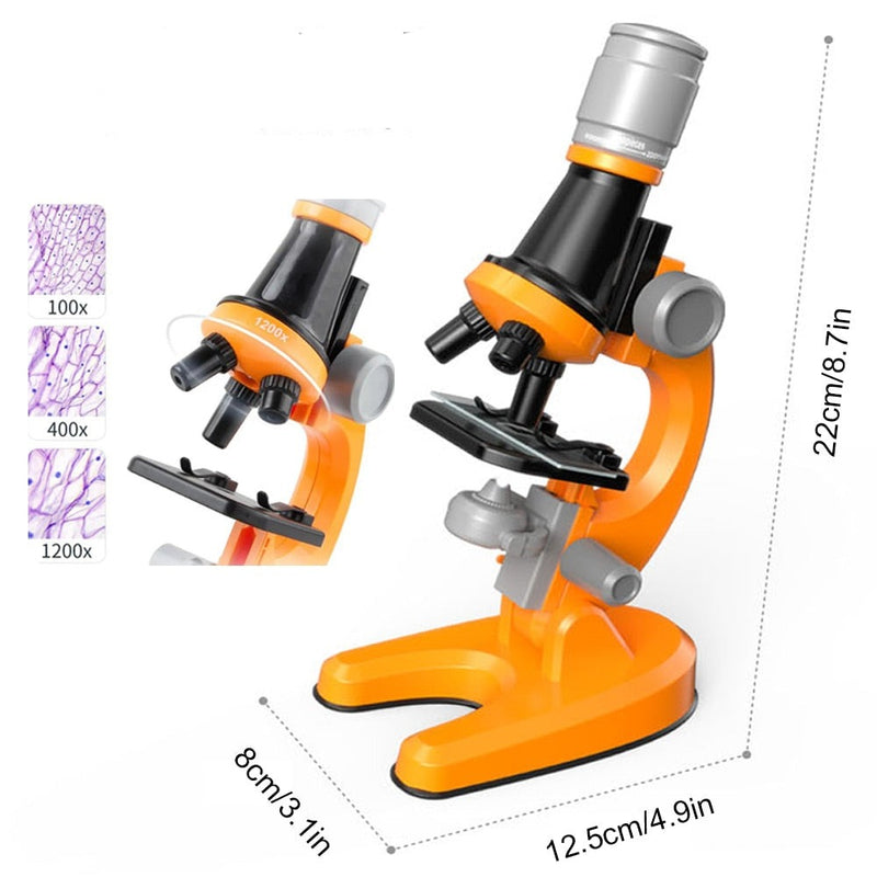 Kit de Microscópio cintífico LED 1200x(Laboratório de biologia  em casa ou em qualquer lugar /Incentive o lado cientista do seu filho)