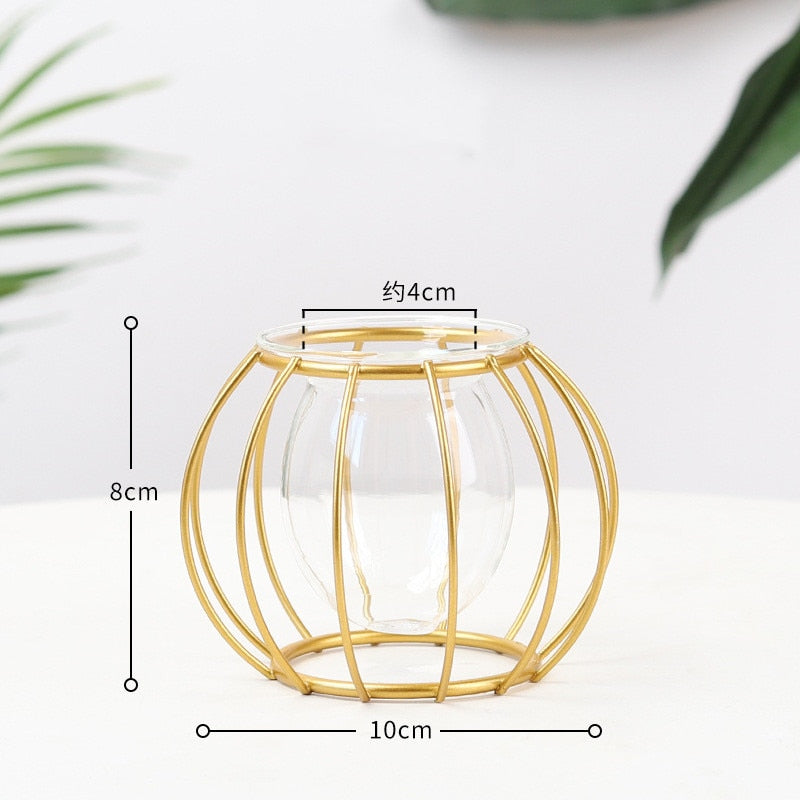 Suporte para flores simples nórdico com moldura de ferro (Vaso para decoração simples)