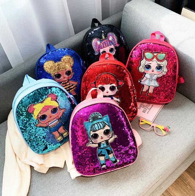 Mochila de pelúcia Boneca LOL com latejoulas (Vários estilos)