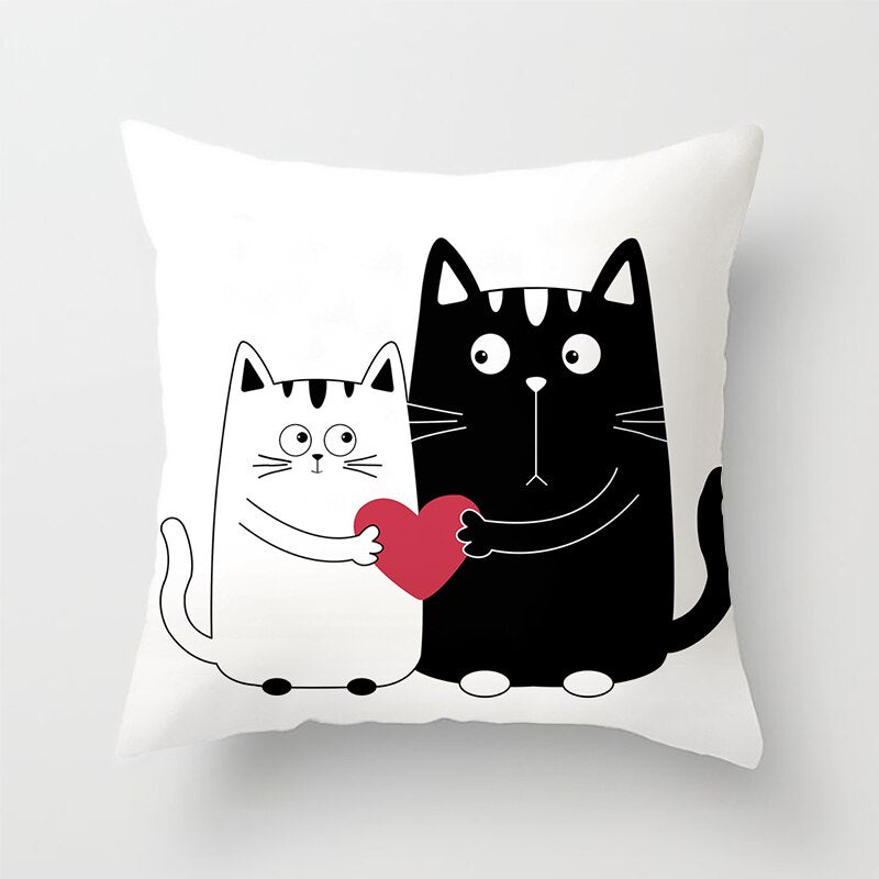 Capa de almofada engraçadas para amantes de gatos / 45cm x  45cm(Decoração de quartos e sala)