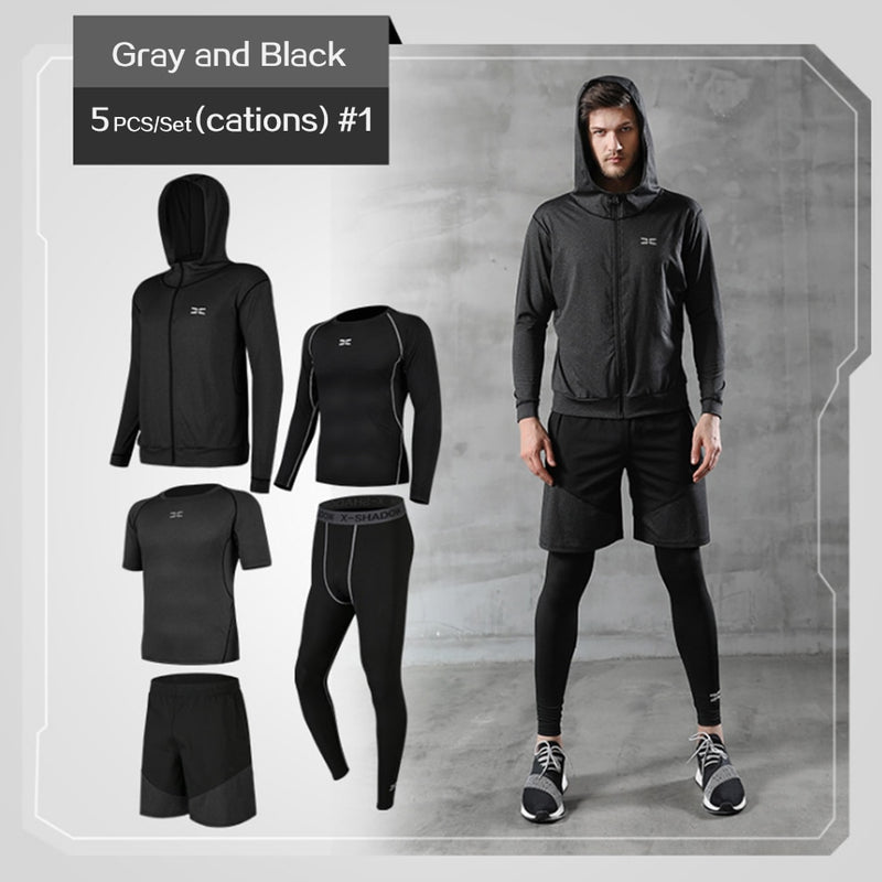 Conjunto masculino para ginástica com compressão esportiva