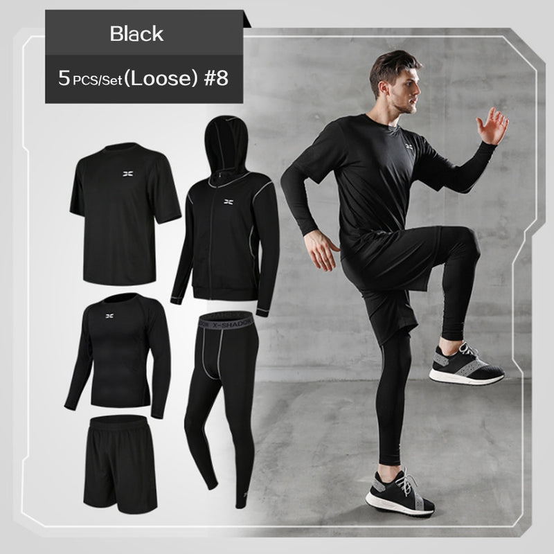 Conjunto masculino para ginástica com compressão esportiva