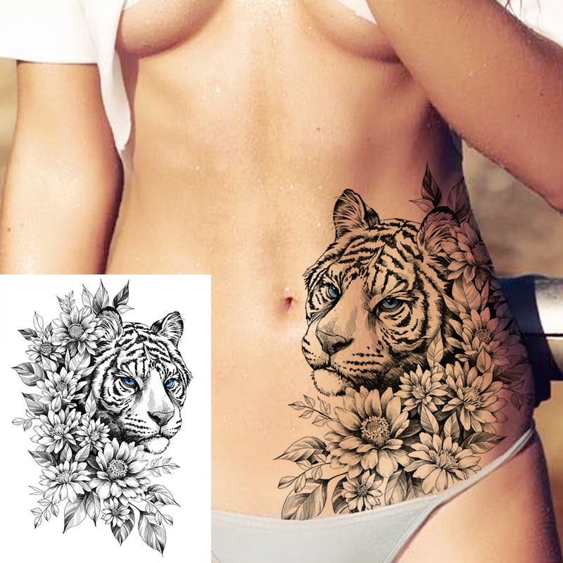 Tatuagens temporária de flores (Pintura de arte corporal sexy /Tatuagens de pernas e braço  / Tatuagem realista vários estilos,adesivo )