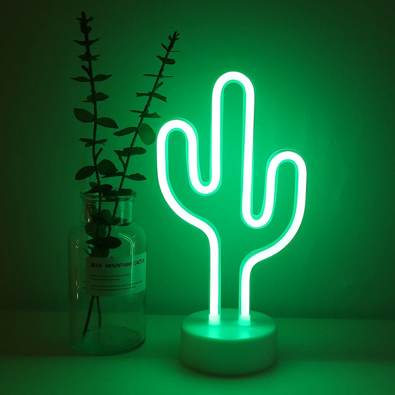 Abajour LED USB Neon,decoração criativa (Vários temas, unicórnio, cacto,lua...)