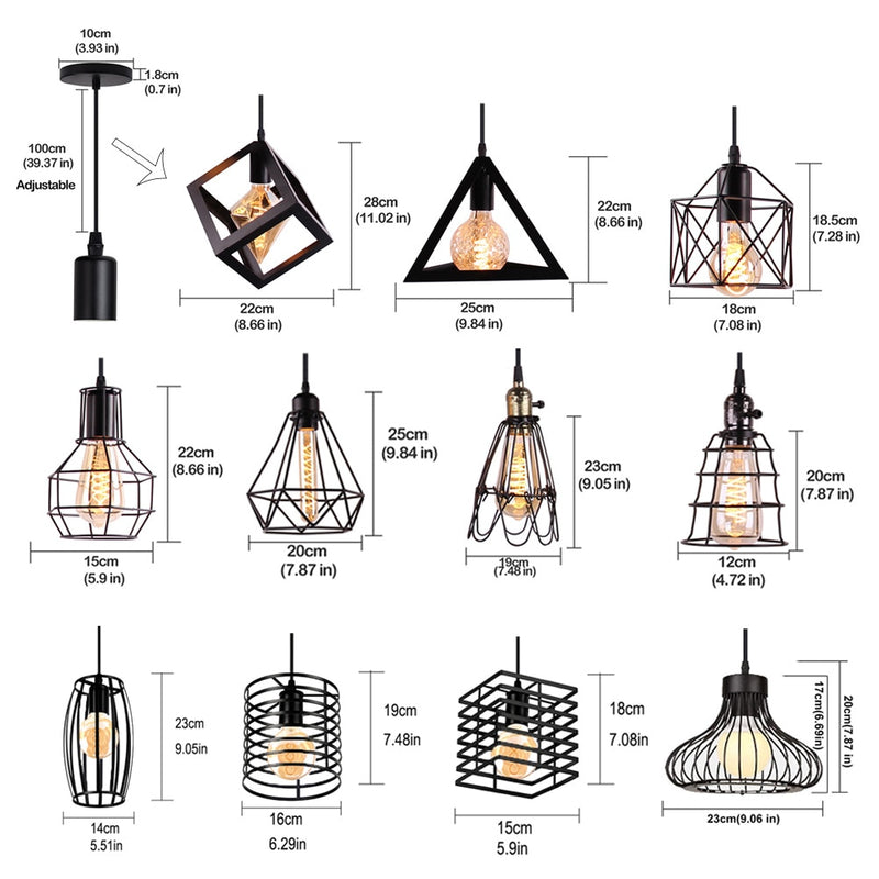 Luminária pendente , candelabro retrô nórdico preto de metal (Sua casa muito estilosa!)