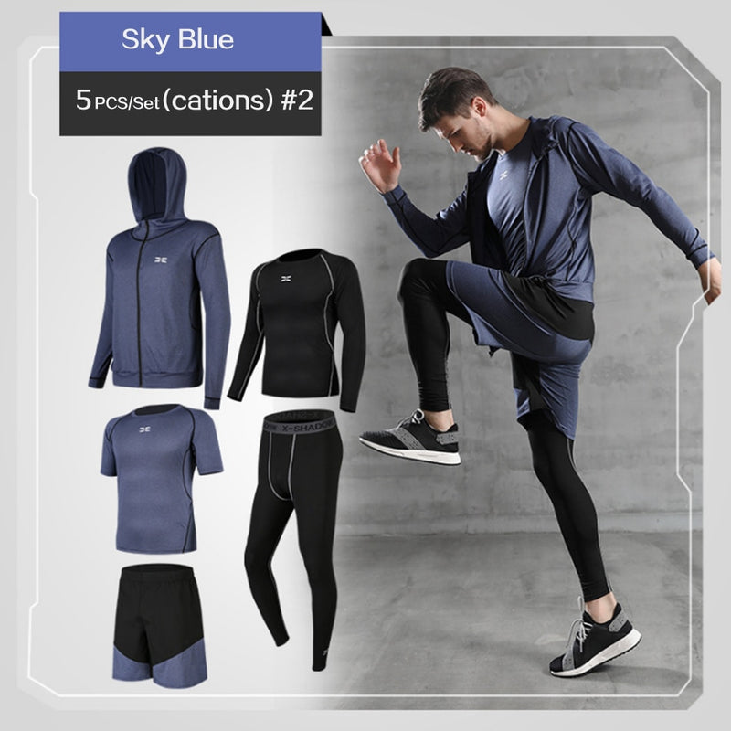 Conjunto masculino para ginástica com compressão esportiva