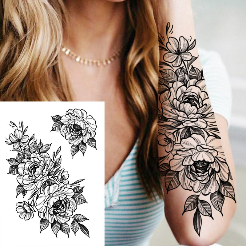 Tatuagens temporária de flores (Pintura de arte corporal sexy /Tatuagens de pernas e braço  / Tatuagem realista vários estilos,adesivo )