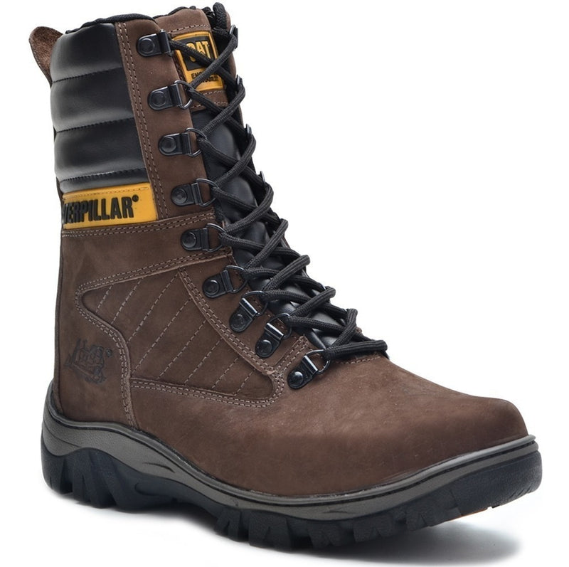 Bota masculina Caterpillar Cano longo em couro resistente